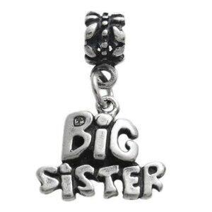 CUTE "BIG SISTER" CHARM WITH EURO BEADS IN STERLING SILVER